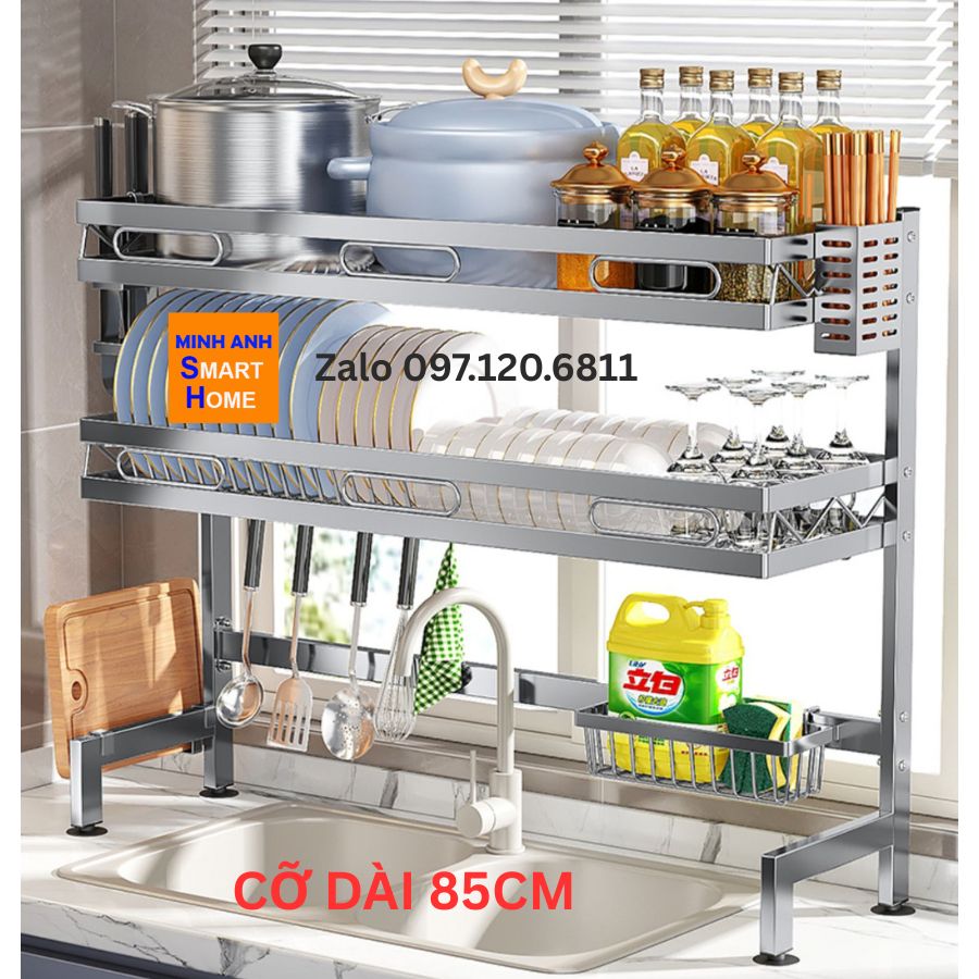 Kệ Úp Chén Inox 2 Tầng Đa Năng - Tối Ưu Không Gian Bồn Rửa